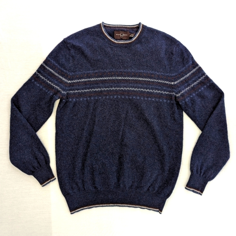 Black Brown 1826 blue cashmere crew neck sweater men's Small